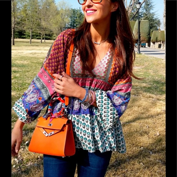 Zara Tops - Boho Zara blouse Printed patchwork